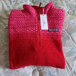 Vineyard Vines Red Half-Zip Sweater